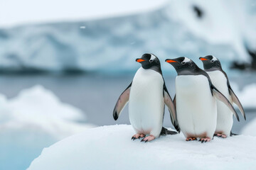 penguins on ice and an iceberg