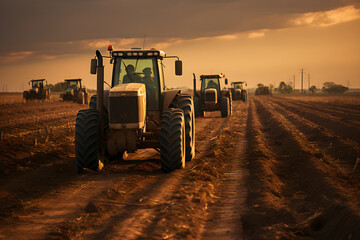 tractors in the field