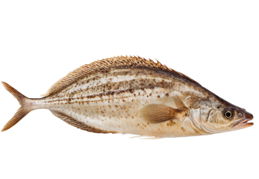 Flatfish freshly caught over transparent background
