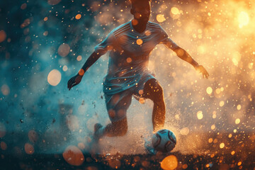 Football or Soccer player at championship match. Generative AI - obrazy, fototapety, plakaty