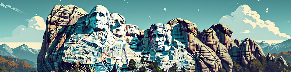 Rushmore Radiance - Ultradetailed Illustration for Banners, Covers, and More - obrazy, fototapety, plakaty