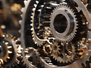 engine gear wheels, industrial background - generated by ai