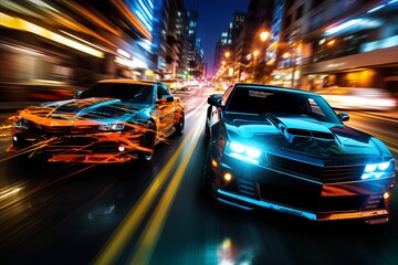 Dynamic racing bokeh background with high octane visuals and electrifying automotive symbols