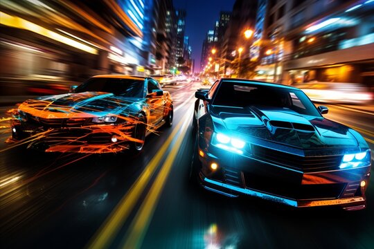 Dynamic racing bokeh background with high octane visuals and electrifying automotive symbols