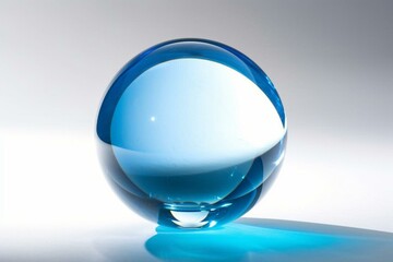 flawless clear azure orb, white backdrop. Generative AI