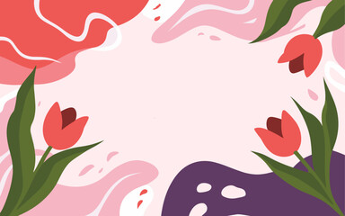 Abstract tulip background poster. Good for fashion fabrics, postcards, email header, wallpaper, banner, events, covers, advertising, and more. Valentine's day, women's day, mother's day background.
