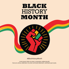 Black History Month Illustration Social Media Post Template for Banner, poster, flyer. African Girl Flat silhouette vector Black History Flag.