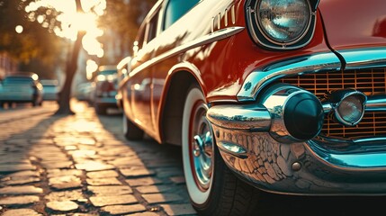 Festival of vintage classic cars, old cars. Created with Generative Ai technology.