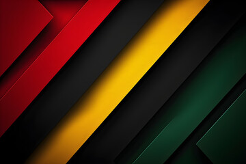Abstract geometric black, red, yellow, and green color background with copy space for text, suitable for use in Black History Month celebrations.