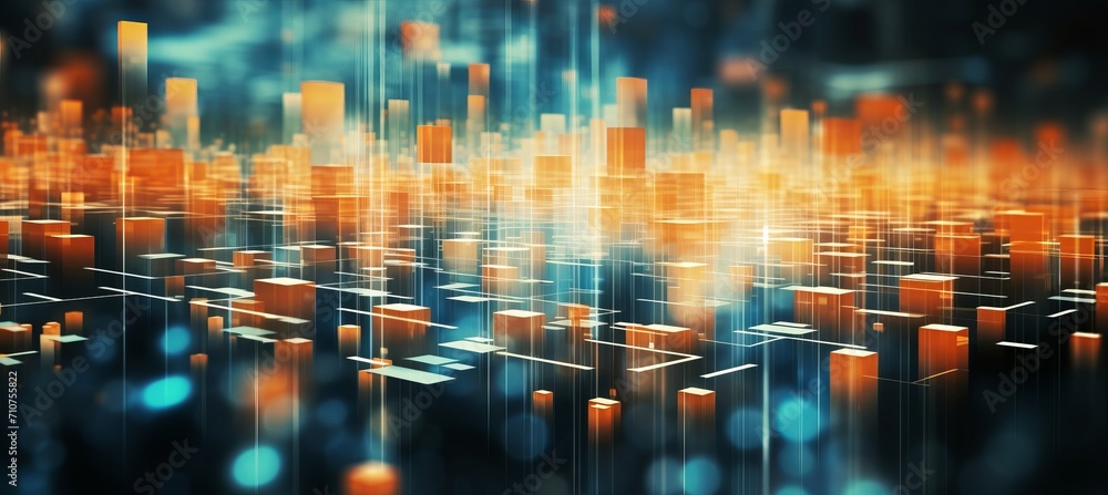 Aufkleber dazzling abstract bokeh background with futuristic technology elements in vibrant and vivid colors