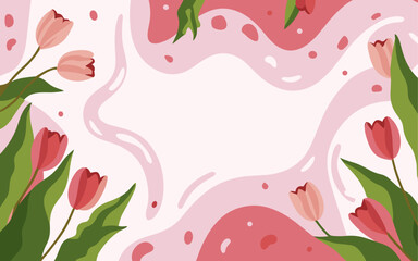 Abstract tulip background poster. Good for fashion fabrics, postcards, email header, wallpaper, banner, events, covers, advertising, and more. Valentine's day, women's day, mother's day background.
