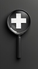 Magnifying Glass With White Cross, An Instrument for Detailed Examination and Analysis