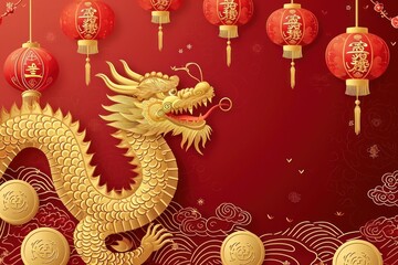 Obraz premium Chinese New Year 2024 concept with Dragon