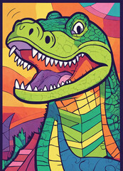 Portrait of a crocodile in pop art style