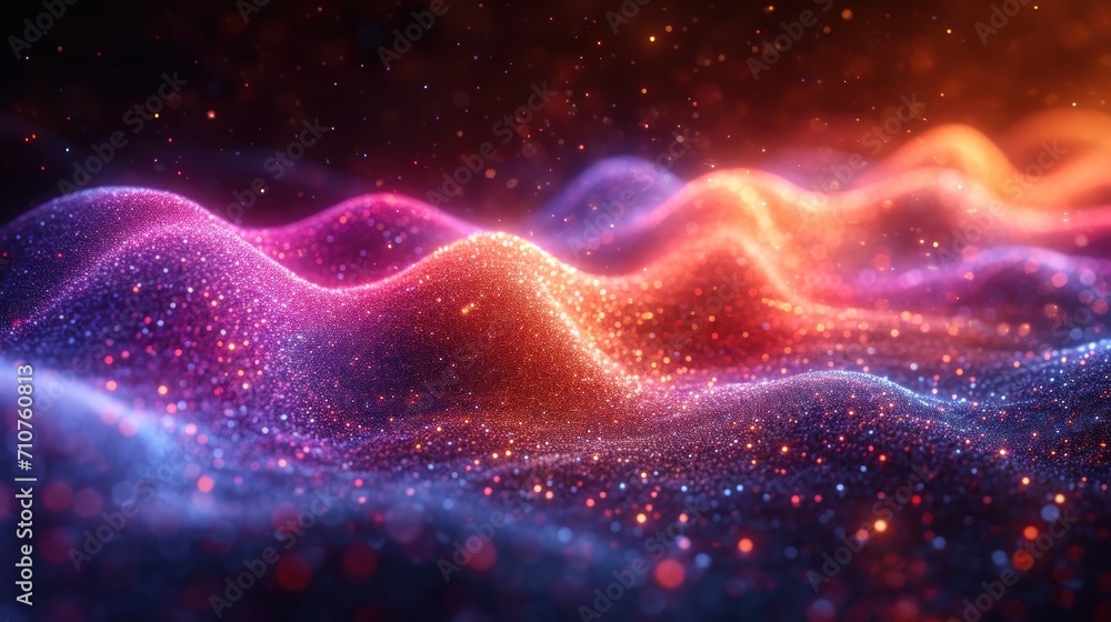Poster a blurry image of a wave of light with a blurry image of a wave of light in the background.