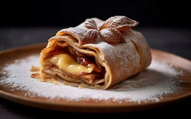 Capture the essence of Apple Strudel in a mouthwatering food photography shot