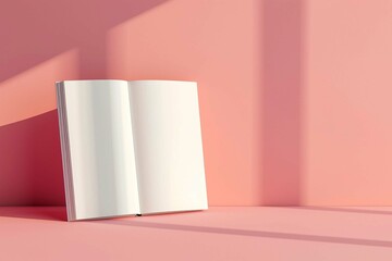 Blank book cover mockup layout design with shadows for branding pink background