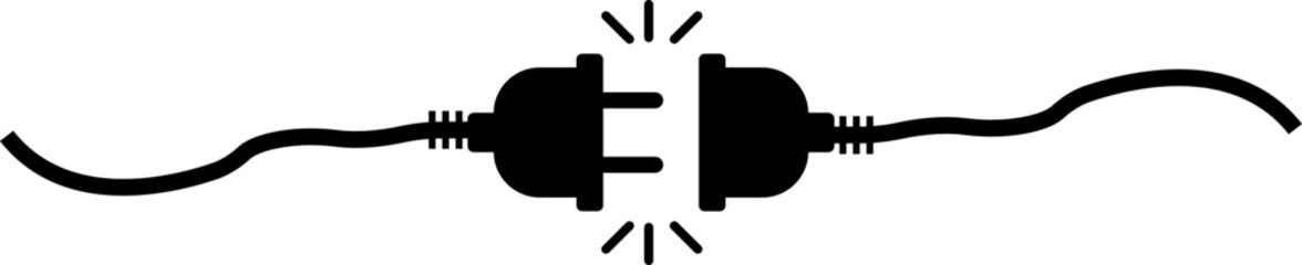 Electrical Socket with Plug. The concept of connection and disconnection. Connection concept. Electrical plug and socket disconnected. cable power outage. Power socket disconnect simple linear style.