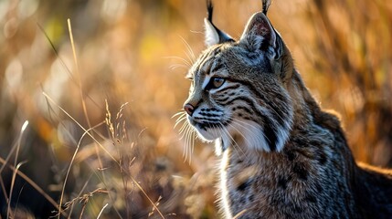 Fototapeta premium Portrait of a lynx surrounded by nature. Created with Generative Ai technology