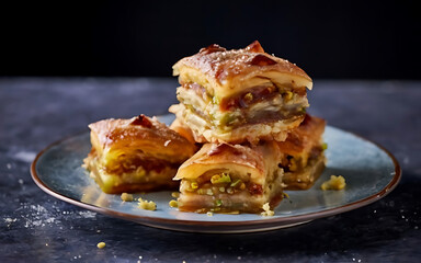 Capture the essence of Baklava in a mouthwatering food photography shot