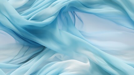  a close up view of a blue and white fabric with a very long, flowing fabric on top of it.