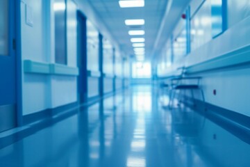Blurred interior of hospital - abstract medical background.
