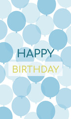 Birthday card with blue balloons for a boy