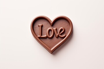 isolated heart-shaped chocolate with the words LOVE.