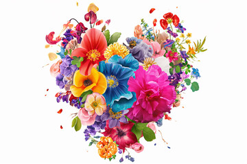 heart shaped bouquet of flowers with vibrant colors for a romantic Valentine's Day celebration