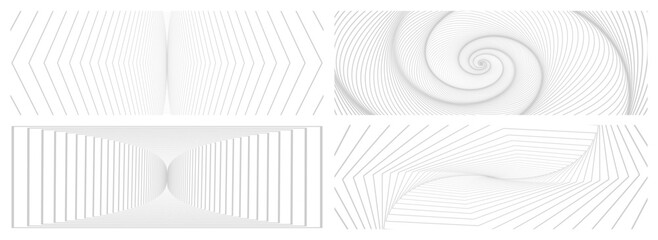 Wavy flowing lines on abstract background set. Abstract bent lines ripple effect graphics. Simple design. Contemporary vector graphics with bent waves. Vector illustration