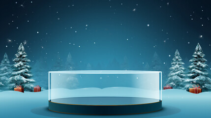 Winter Wonderland Podium Presentation with Christmas Decor and Glass Balls