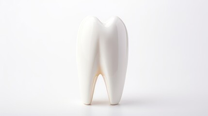  a tooth shaped toothbrush holder sitting on top of a white table next to a toothbrush dispenser. - obrazy, fototapety, plakaty