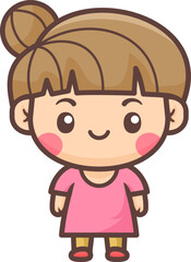 Cute happy little girl cartoon illustration