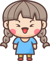 Cute happy little girl cartoon illustration