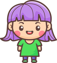 Cute happy little girl cartoon illustration