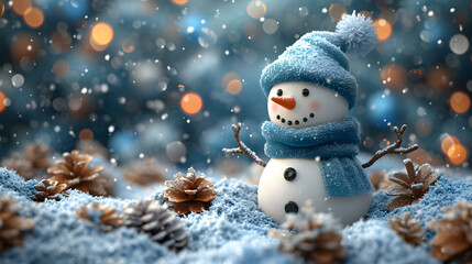 Cute winter snowman