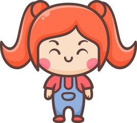 Cute happy little girl cartoon illustration