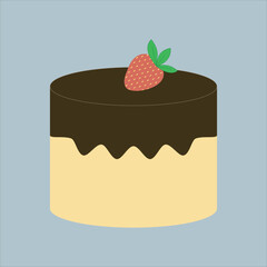 Cake with strawberry in chocolate