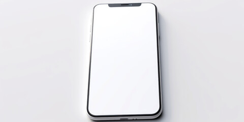 A smartphone with a white screen isolated on a white background