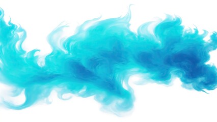 Fototapeta na wymiar Cyan fire flame smoke cloud texture isolated on white background