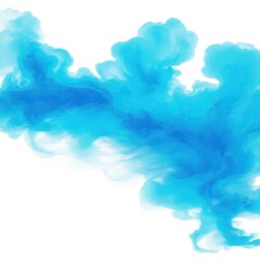 Cyan fire flame smoke cloud texture isolated on white background