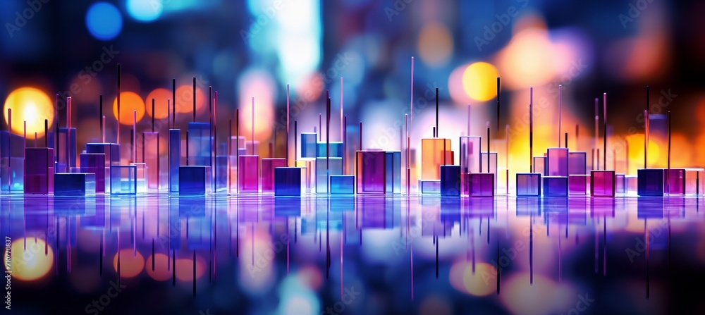 Poster abstract technology bokeh background with dynamic light streaks and blurred bokeh effect