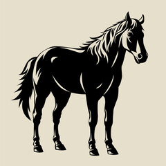 Standing Horse farm animal black color