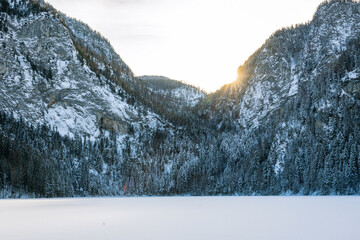 Gleinkersee in the Winter Landscape of upperaustria
