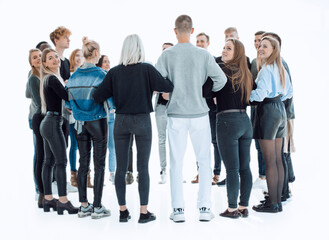 group of young people standing in a circle