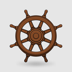 Steering wheel of sea ship