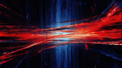 fiery red energy bursting through a futuristic blue corridor abstract background for dynamic designs