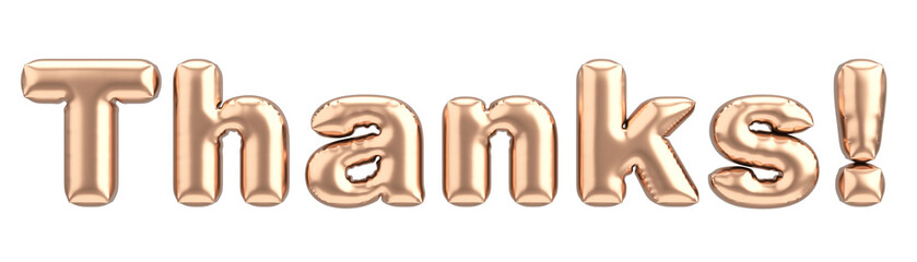 Thanks Text. 3D Balloon Text. 3D illustration.