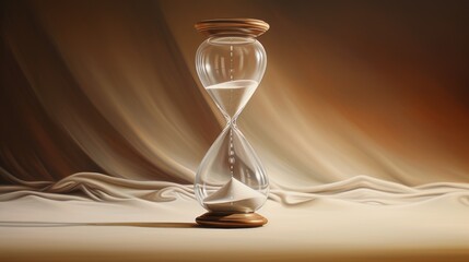  a painting of a hourglass with sand running through the bottom of the hour and on the bottom of the hour.