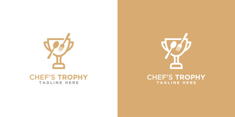 trophy logo design and cooking symbol, championship trophy design, food cooking competition